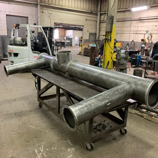 Pipe wye on welded frame