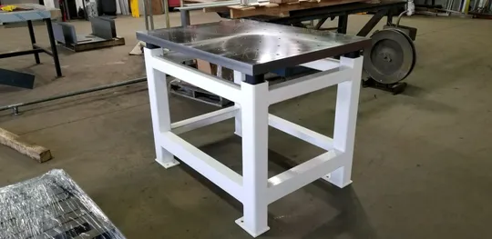 Powder-coated steel table